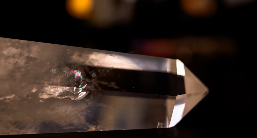 Close-up of a clear quartz crystal point